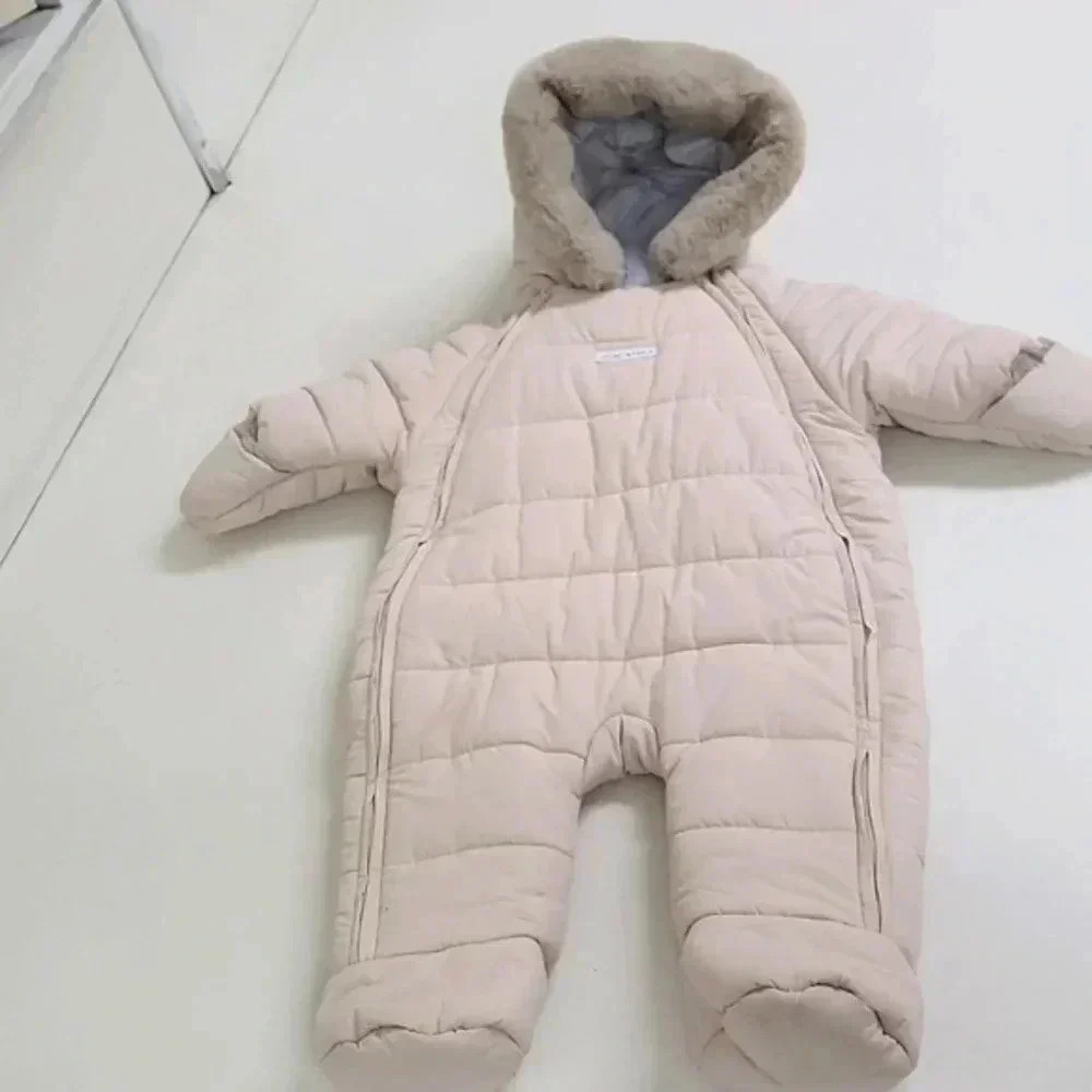 Jacadi Baby One-Piece Unisex Beige Quilted Snow Suit